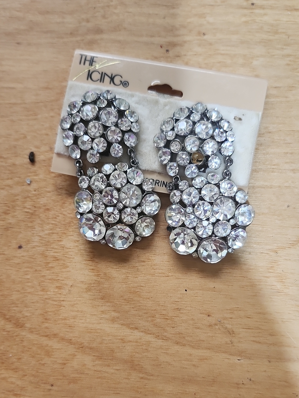The Icing Silver-Tone Multi Crystal Chandelier clip,on Earrings
